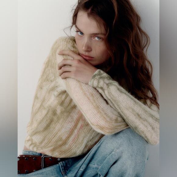 ZARA ALPACA AND WOOL BLEND TIE DYE KNIT SWEATER - Picture 1 of 15